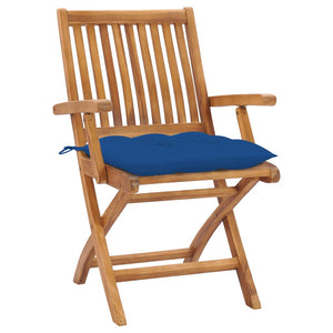 vidaXL Patio Chairs 2 pcs with Blue Cushions Solid Teak Wood-0