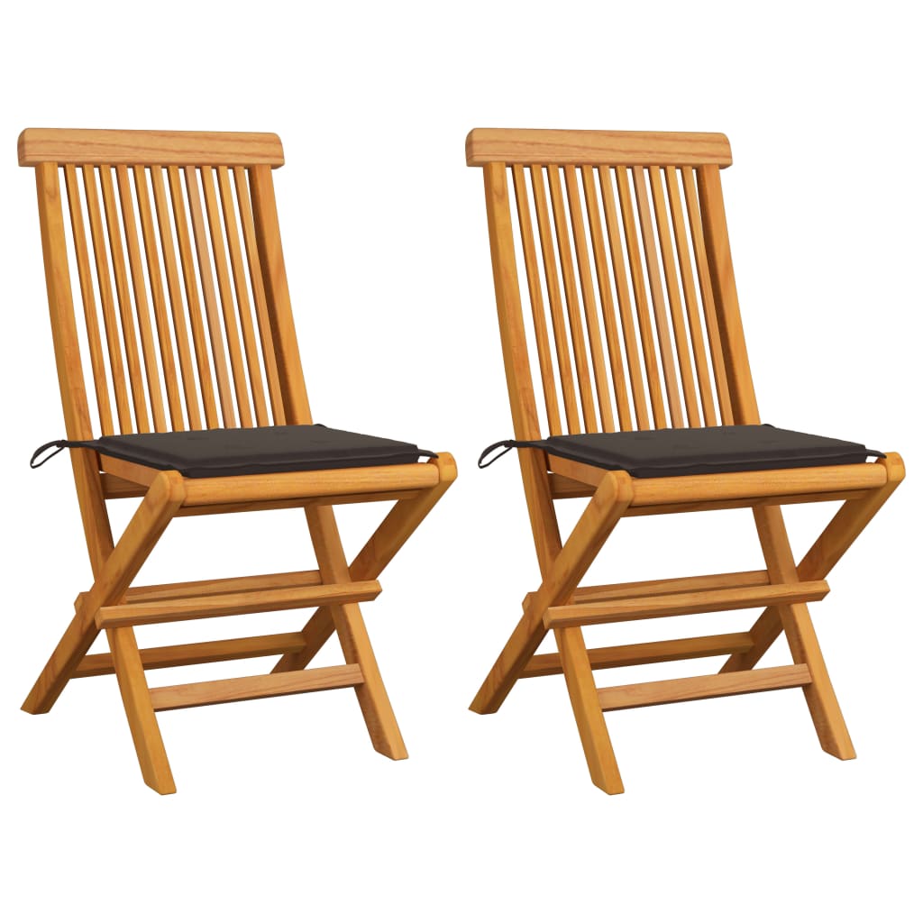 vidaXL Patio Chairs Outdoor Bistro Folding Chair with Cushions Solid Wood Teak-3