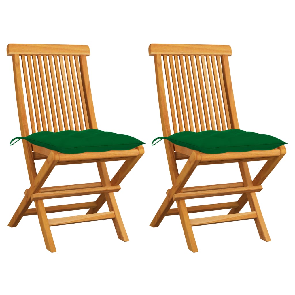 vidaXL Patio Chairs Outdoor Bistro Folding Chair with Cushions Solid Wood Teak-1