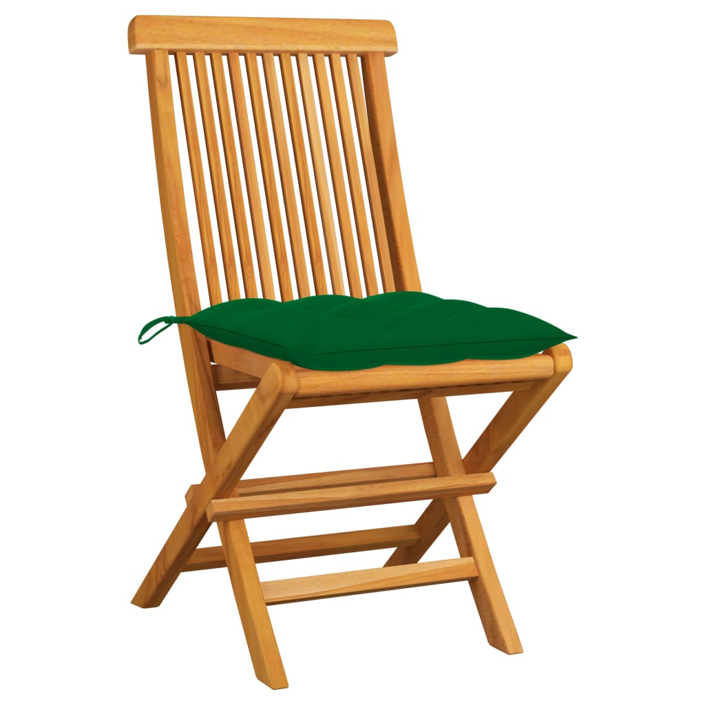vidaXL Patio Chairs Outdoor Bistro Folding Chair with Cushions Solid Wood Teak-12