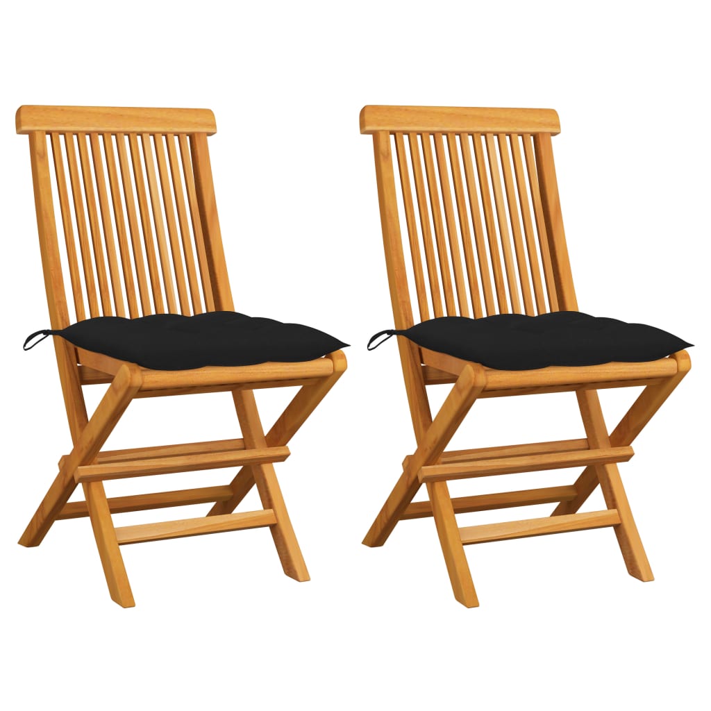 vidaXL Patio Chairs Outdoor Bistro Folding Chair with Cushions Solid Wood Teak-67