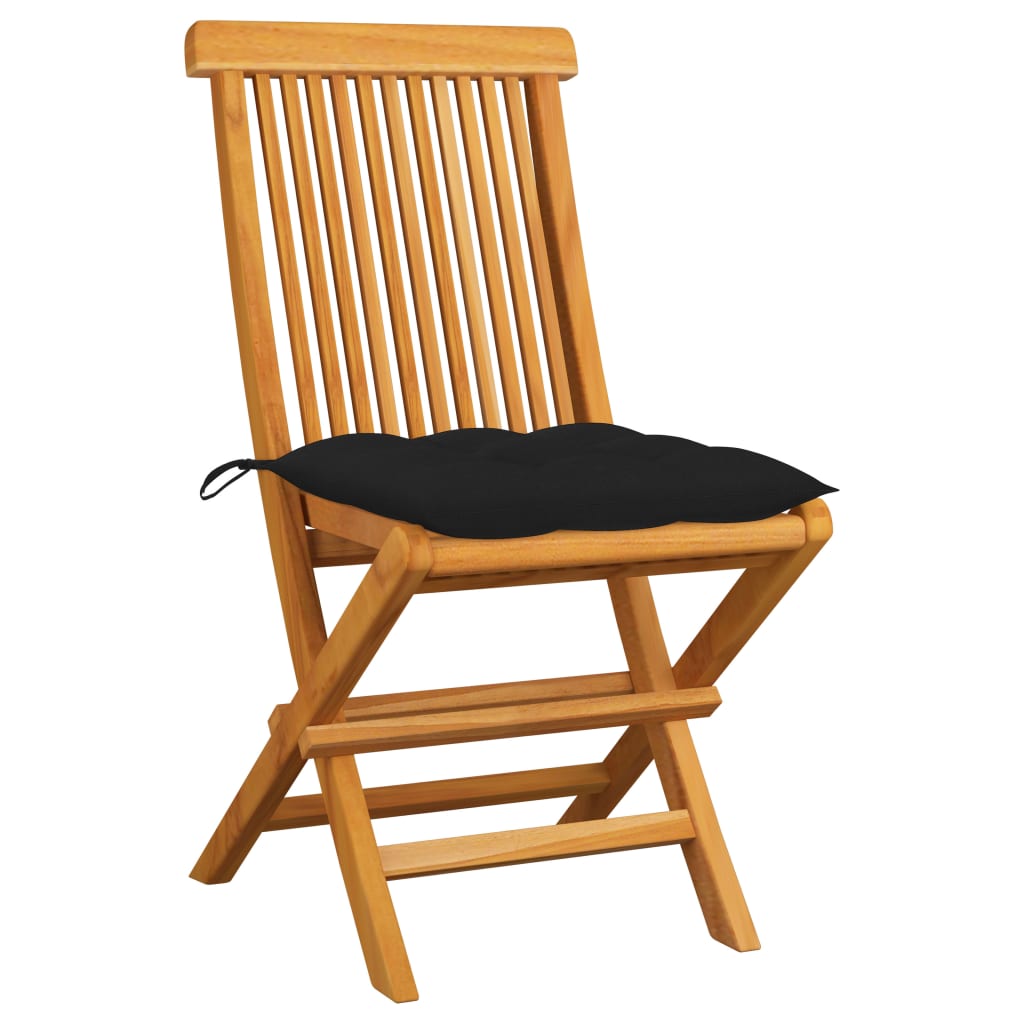 vidaXL Patio Chairs Outdoor Bistro Folding Chair with Cushions Solid Wood Teak-78