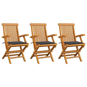 vidaXL Patio Chairs Outdoor Bistro Folding Chair with Cushions Solid Wood Teak-4