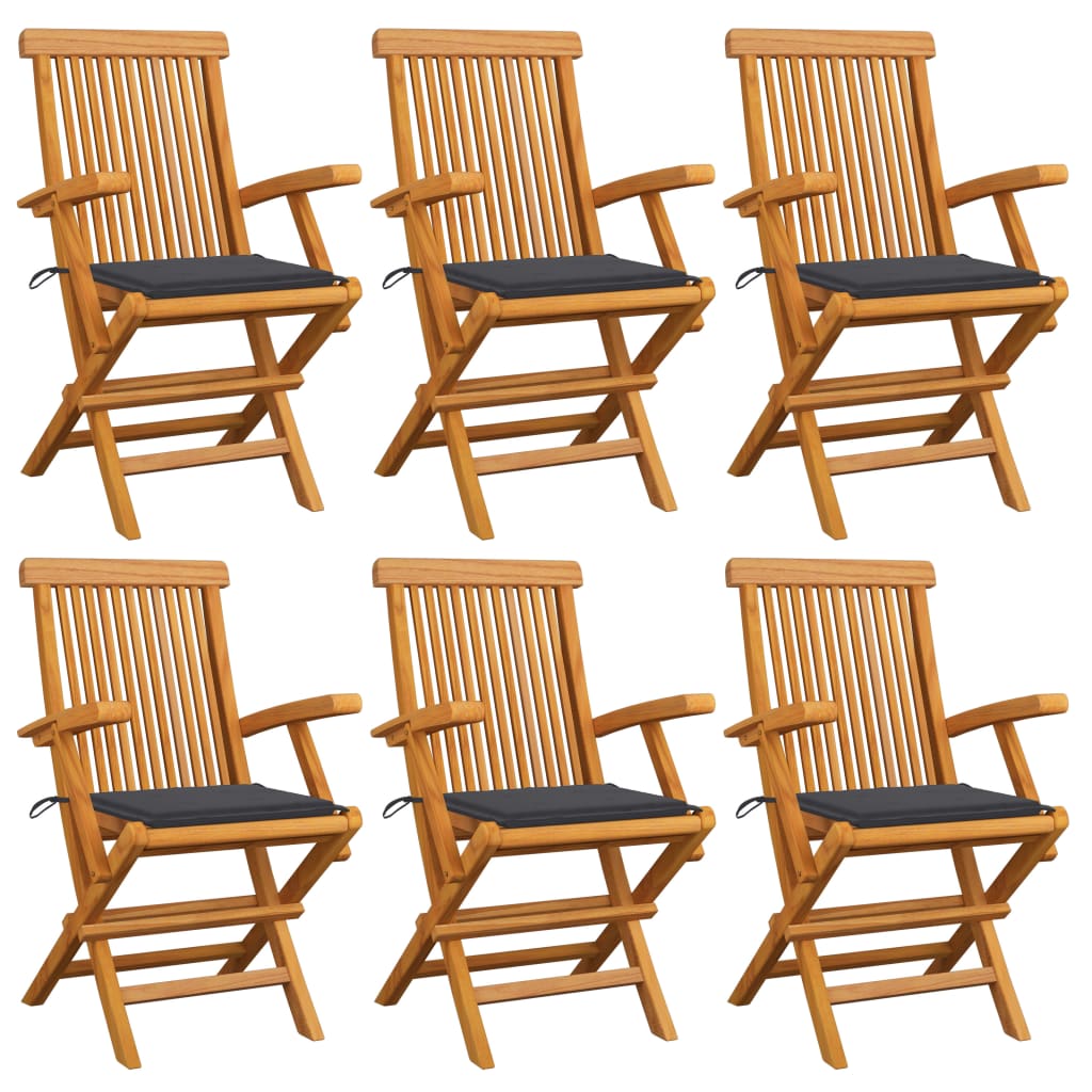 vidaXL Patio Chairs Outdoor Bistro Folding Chair with Cushions Solid Wood Teak-10