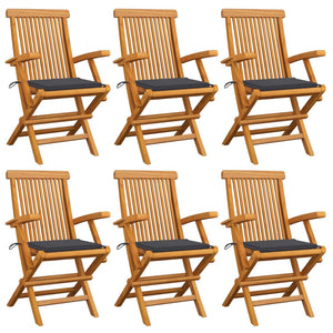 vidaXL Patio Chairs Outdoor Bistro Folding Chair with Cushions Solid Wood Teak-10