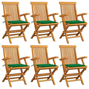 vidaXL Patio Chairs Outdoor Bistro Folding Chair with Cushions Solid Wood Teak-23