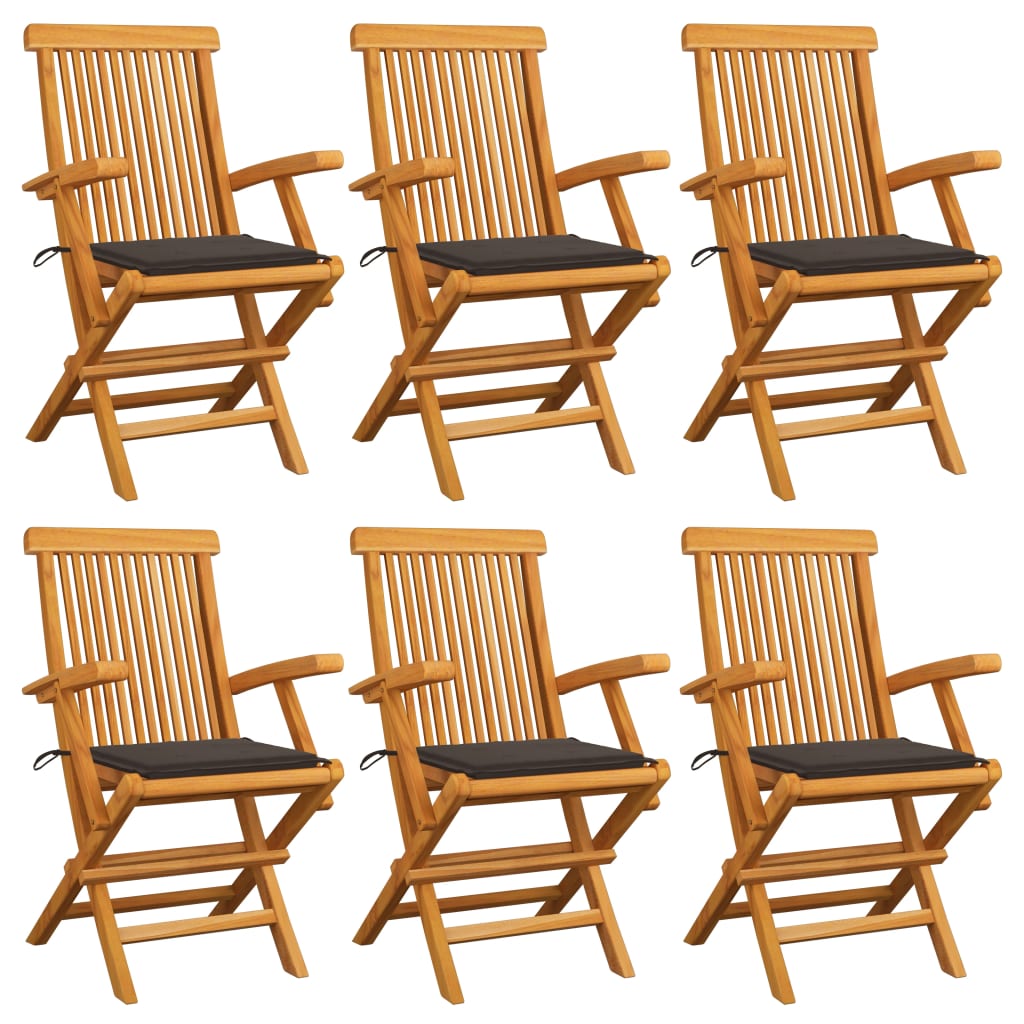 vidaXL Patio Chairs Outdoor Bistro Folding Chair with Cushions Solid Wood Teak-21