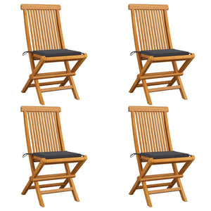 vidaXL Patio Chairs Outdoor Bistro Folding Chair with Cushions Solid Wood Teak-12