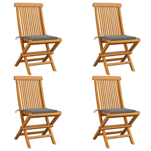 vidaXL Patio Chairs Outdoor Bistro Folding Chair with Cushions Solid Wood Teak-2