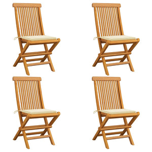 vidaXL Patio Chairs Outdoor Bistro Folding Chair with Cushions Solid Wood Teak-8