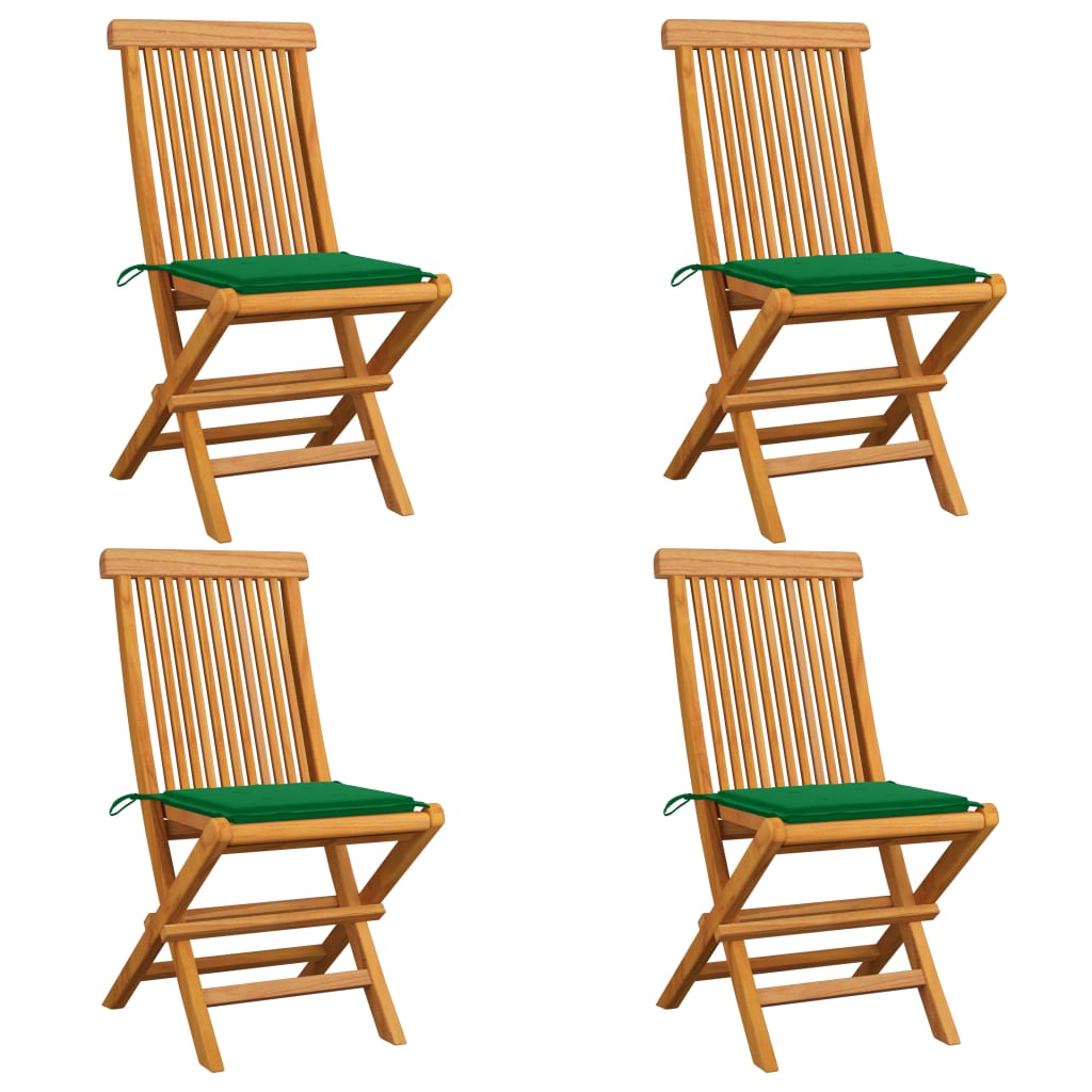 vidaXL Patio Chairs Outdoor Bistro Folding Chair with Cushions Solid Wood Teak-16