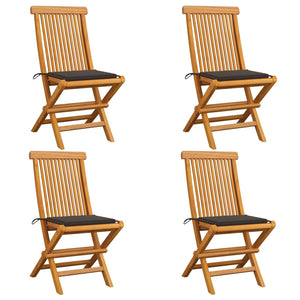 vidaXL Patio Chairs Outdoor Bistro Folding Chair with Cushions Solid Wood Teak-14