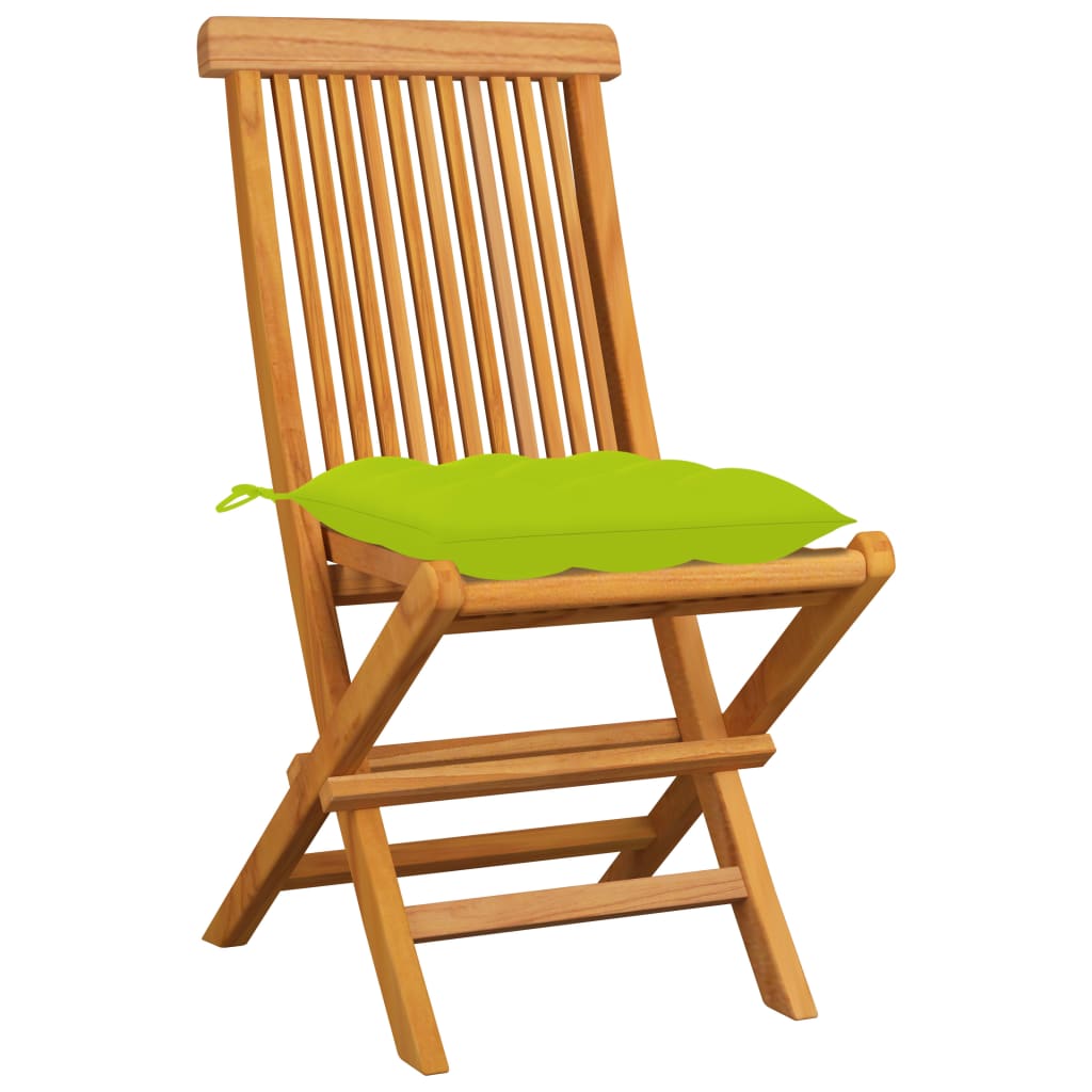 vidaXL Patio Chairs Outdoor Bistro Folding Chair with Cushions Solid Wood Teak-3