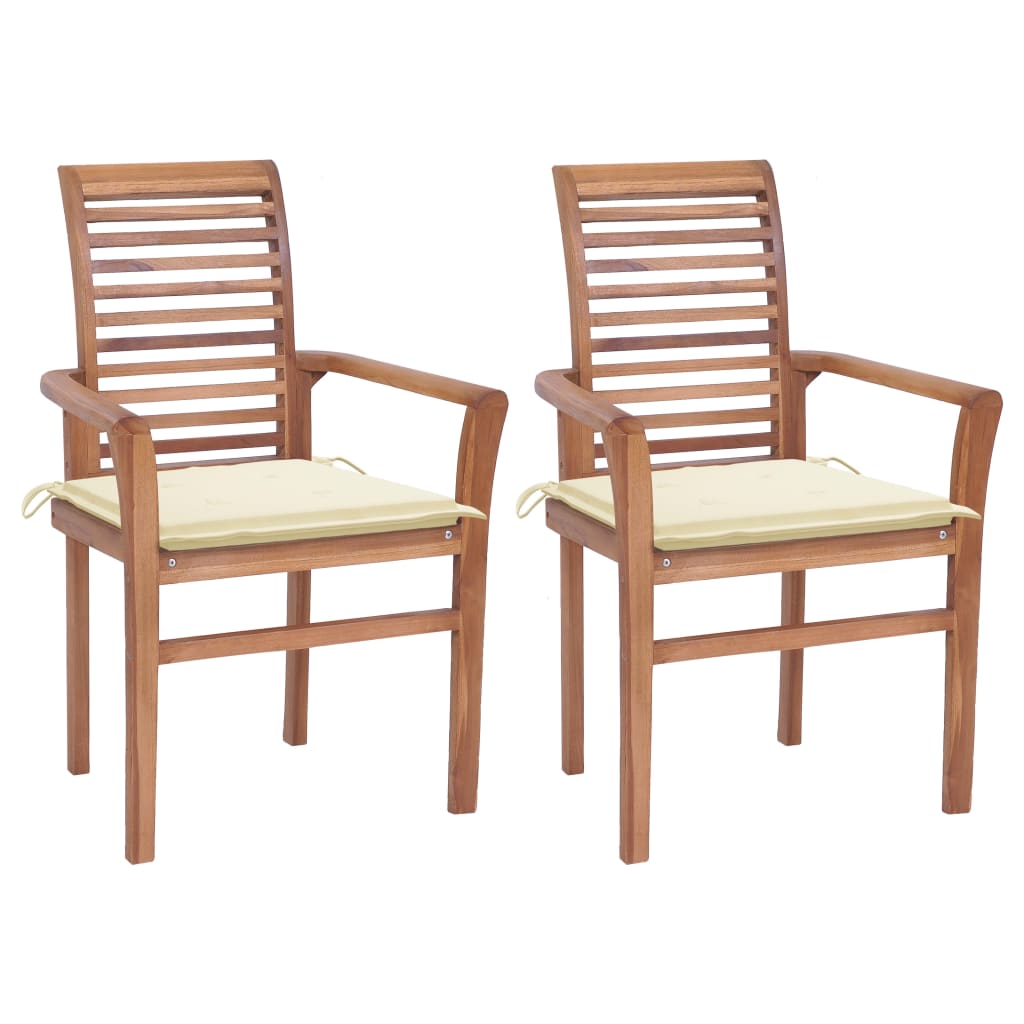 vidaXL Patio Dining Chairs Outdoor Folding Chair with Cushions Solid Wood Teak-13