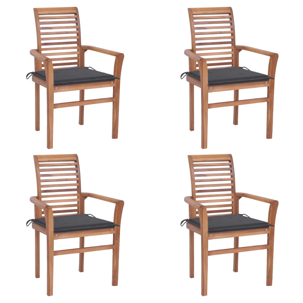 vidaXL Patio Dining Chairs Outdoor Folding Chair with Cushions Solid Wood Teak-7