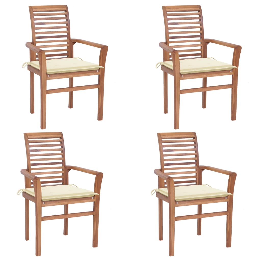 vidaXL Patio Dining Chairs Outdoor Folding Chair with Cushions Solid Wood Teak-4