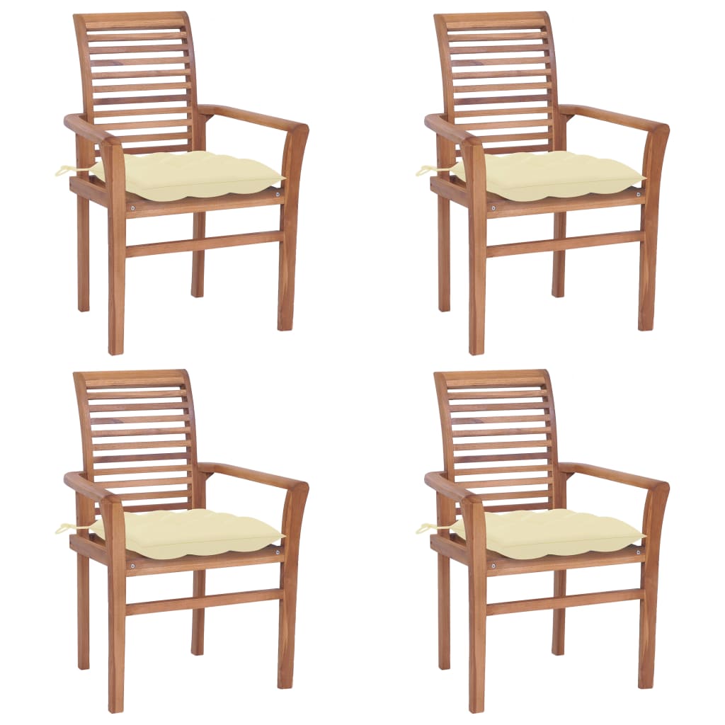 vidaXL Patio Dining Chairs Wooden Accent Chair with Cushions Solid Wood Teak-77