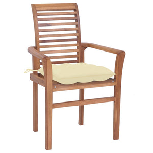 vidaXL Patio Dining Chairs Wooden Accent Chair with Cushions Solid Wood Teak-88