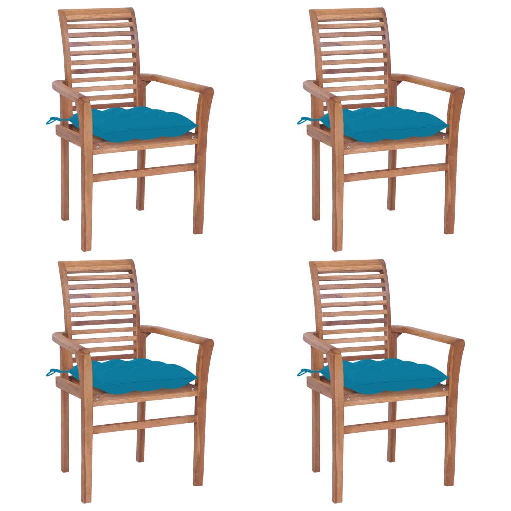 vidaXL Patio Dining Chairs Wooden Accent Chair with Cushions Solid Wood Teak-6
