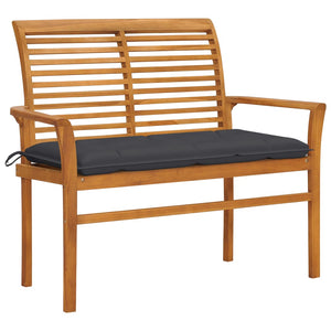 vidaXL Outdoor Patio Bench Garden Bench with Cushion for Porch Solid Wood Teak-42