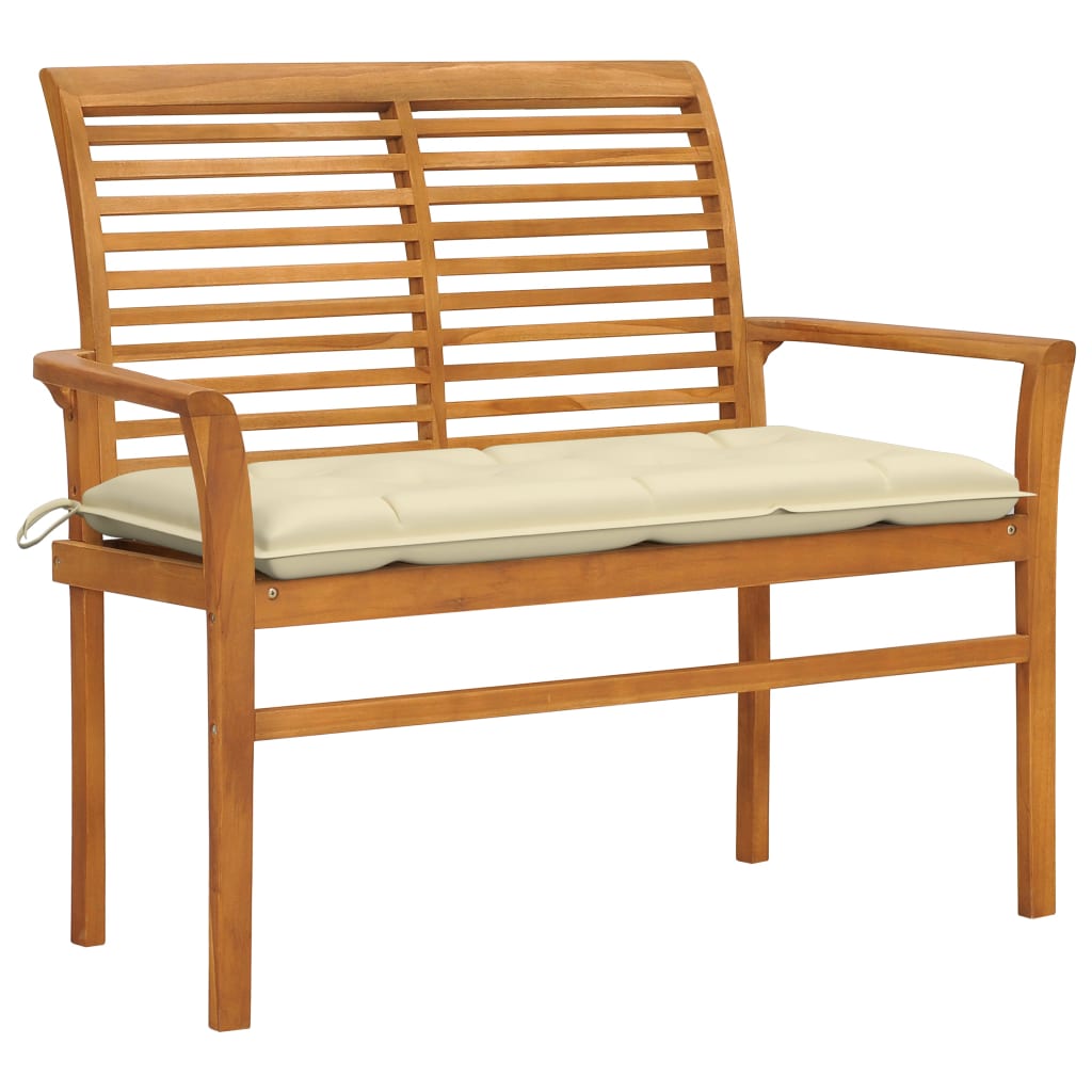 vidaXL Outdoor Patio Bench Garden Bench with Cushion for Porch Solid Wood Teak-26