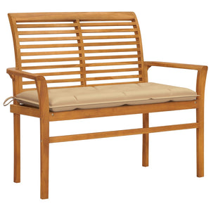 vidaXL Outdoor Patio Bench Garden Bench with Cushion for Porch Solid Wood Teak-25