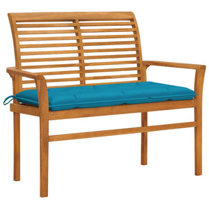 vidaXL Outdoor Patio Bench Garden Bench with Cushion for Porch Solid Wood Teak-28