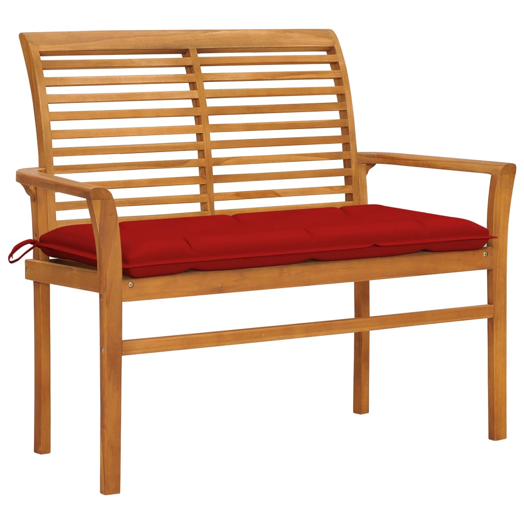 vidaXL Outdoor Patio Bench Garden Bench with Cushion for Porch Solid Wood Teak-16