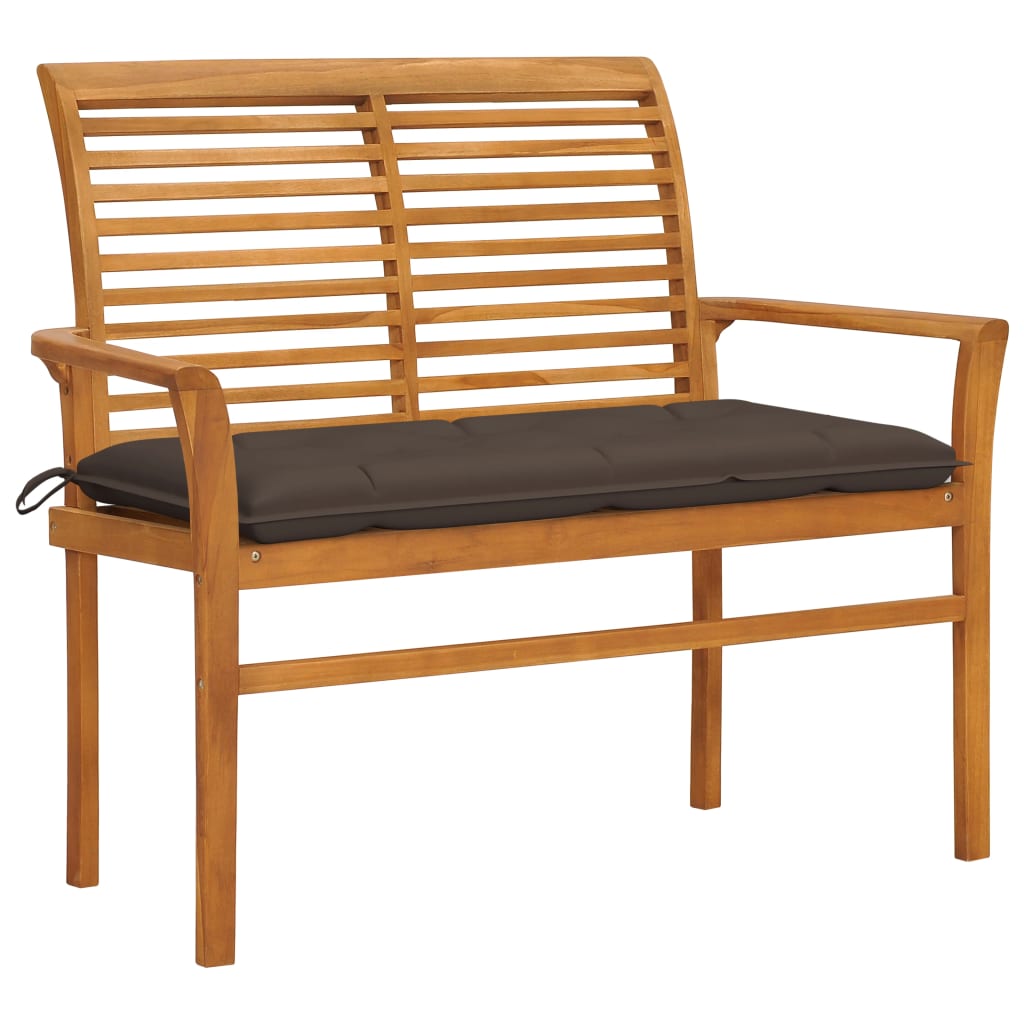 vidaXL Outdoor Patio Bench Garden Bench with Cushion for Porch Solid Wood Teak-6