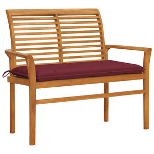 vidaXL Outdoor Patio Bench Garden Bench with Cushion for Porch Solid Wood Teak-3