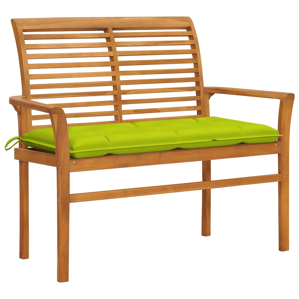 vidaXL Outdoor Patio Bench Garden Bench with Cushion for Porch Solid Wood Teak-2