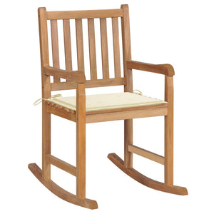 vidaXL Rocking Chair with Anthracite Cushion Solid Teak Wood-38