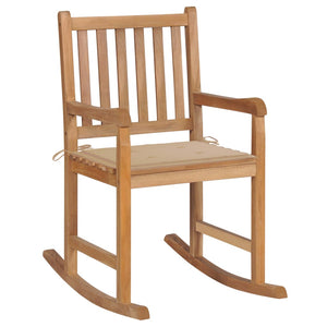 vidaXL Rocking Chair with Anthracite Cushion Solid Teak Wood-3