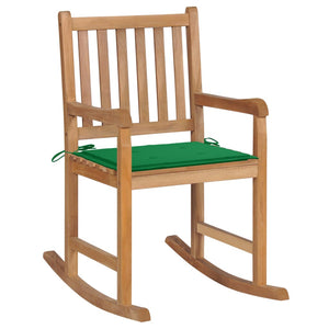 vidaXL Rocking Chair with Anthracite Cushion Solid Teak Wood-9