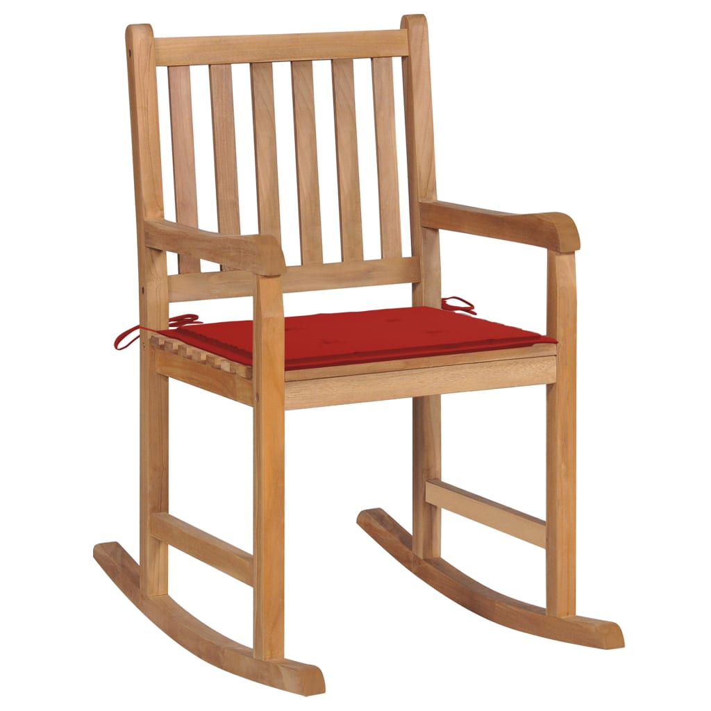 vidaXL Rocking Chair with Anthracite Cushion Solid Teak Wood-33