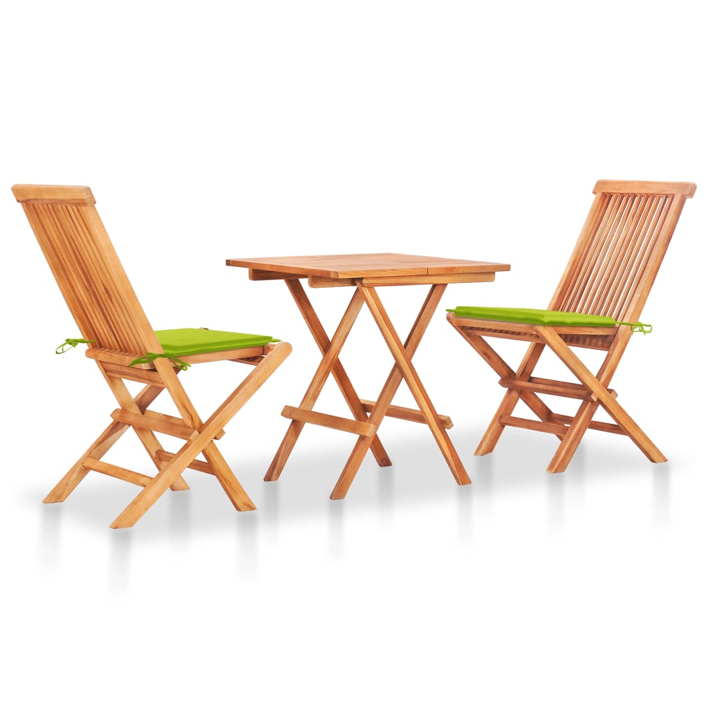 vidaXL Patio Bistro Set 3 Piece Patio Folding Table and Chairs Solid Teak Wood-2