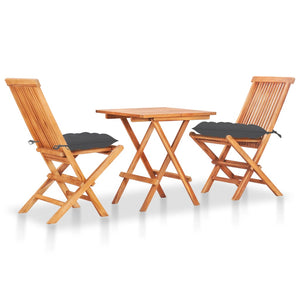 vidaXL Patio Bistro Set 3 Piece Patio Folding Table and Chairs Solid Teak Wood-8