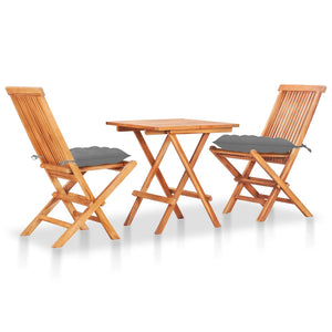 vidaXL Patio Bistro Set 3 Piece Patio Folding Table and Chairs Solid Teak Wood-28