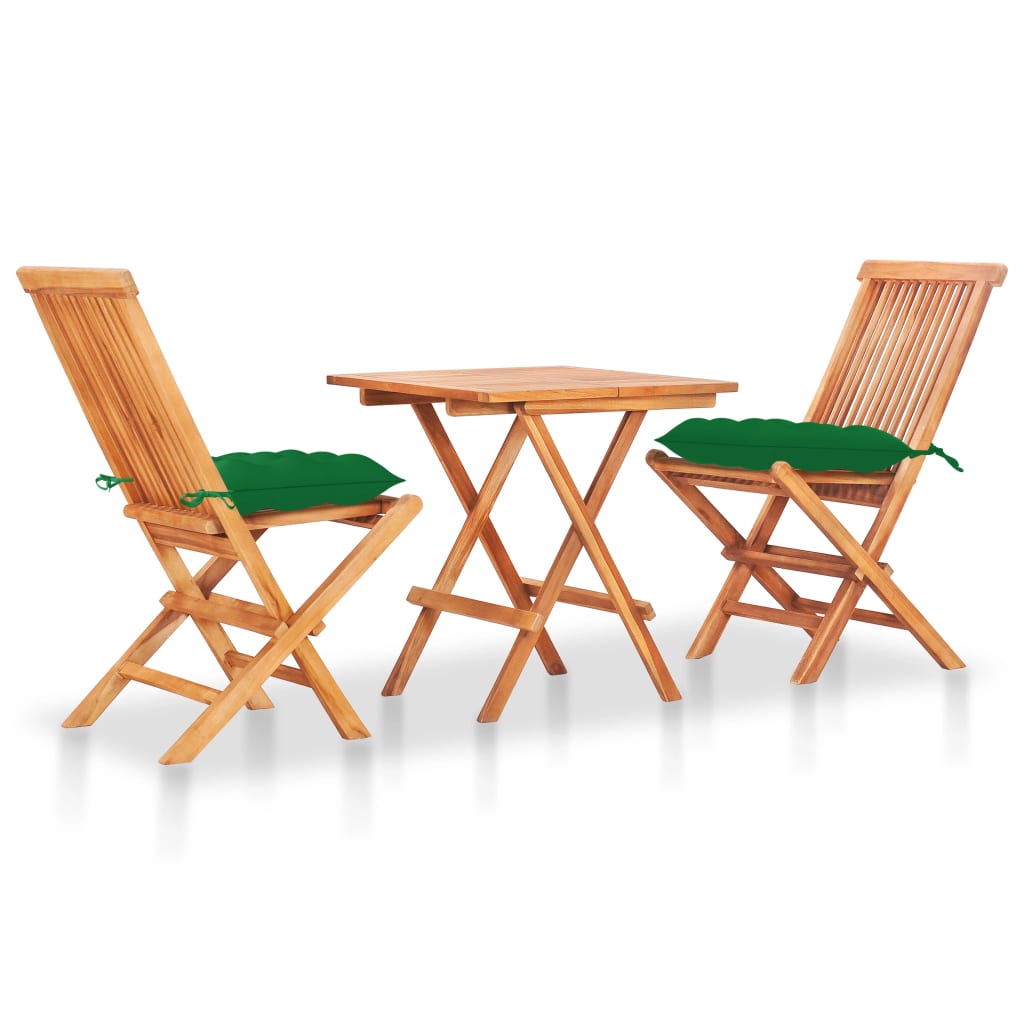 vidaXL Patio Bistro Set 3 Piece Patio Folding Table and Chairs Solid Teak Wood-18