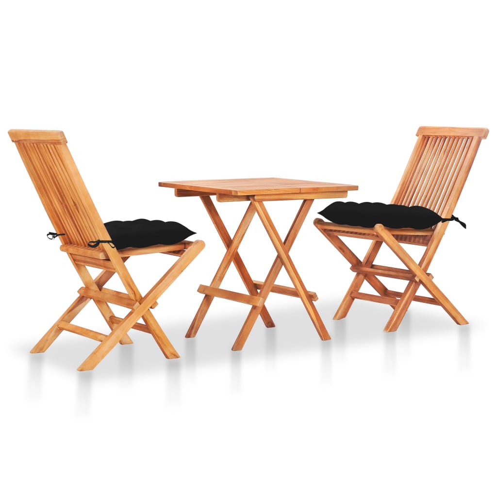 vidaXL Patio Bistro Set 3 Piece Patio Folding Table and Chairs Solid Teak Wood-38