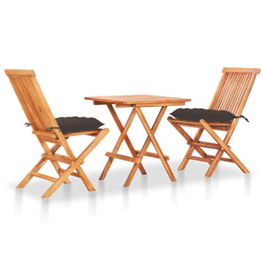 vidaXL Patio Bistro Set 3 Piece Patio Folding Table and Chairs Solid Teak Wood-27