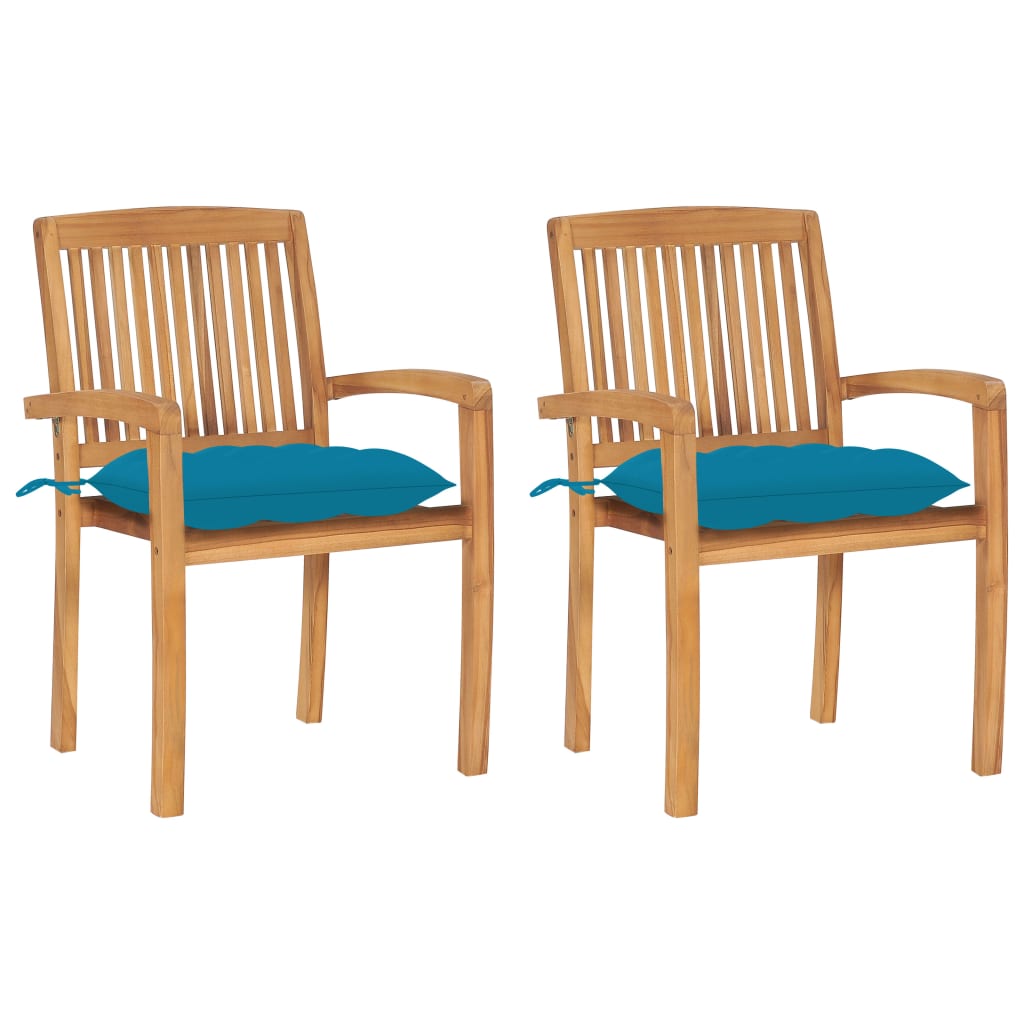 vidaXL 2/4/6/8x Solid Wood Teak Patio Chairs with Cushions Seat Multi Colors-62