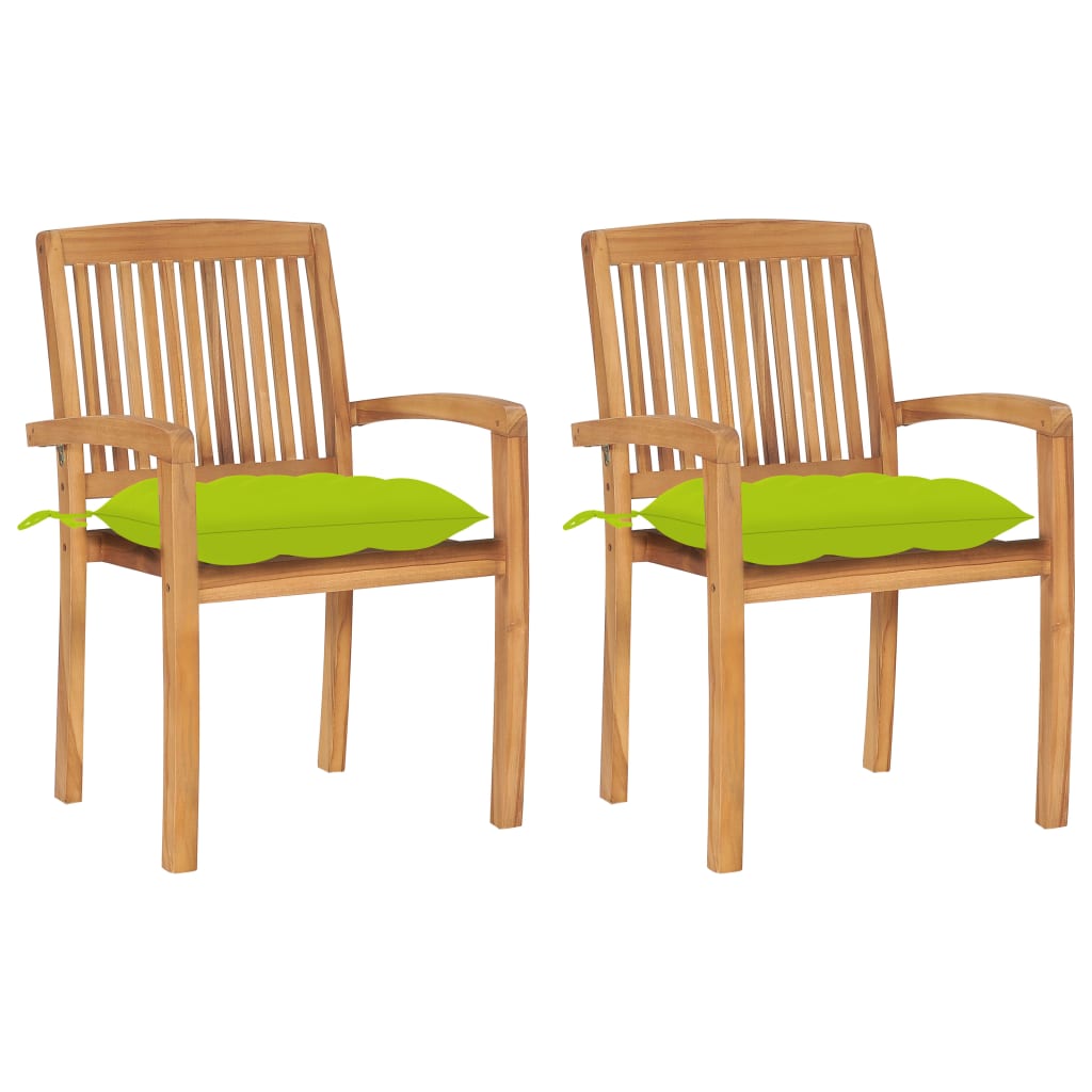 vidaXL 2/4/6/8x Solid Wood Teak Patio Chairs with Cushions Seat Multi Colors-14