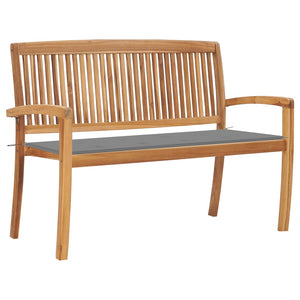 vidaXL Outdoor Patio Bench Stacking Patio Bench with Cushion Solid Wood Teak-14