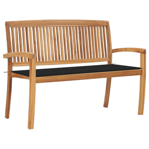 vidaXL Outdoor Patio Bench Stacking Patio Bench with Cushion Solid Wood Teak-68