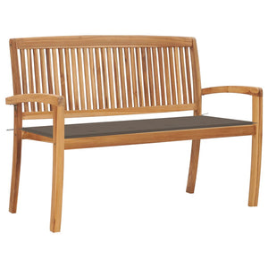 vidaXL Outdoor Patio Bench Stacking Patio Bench with Cushion Solid Wood Teak-7