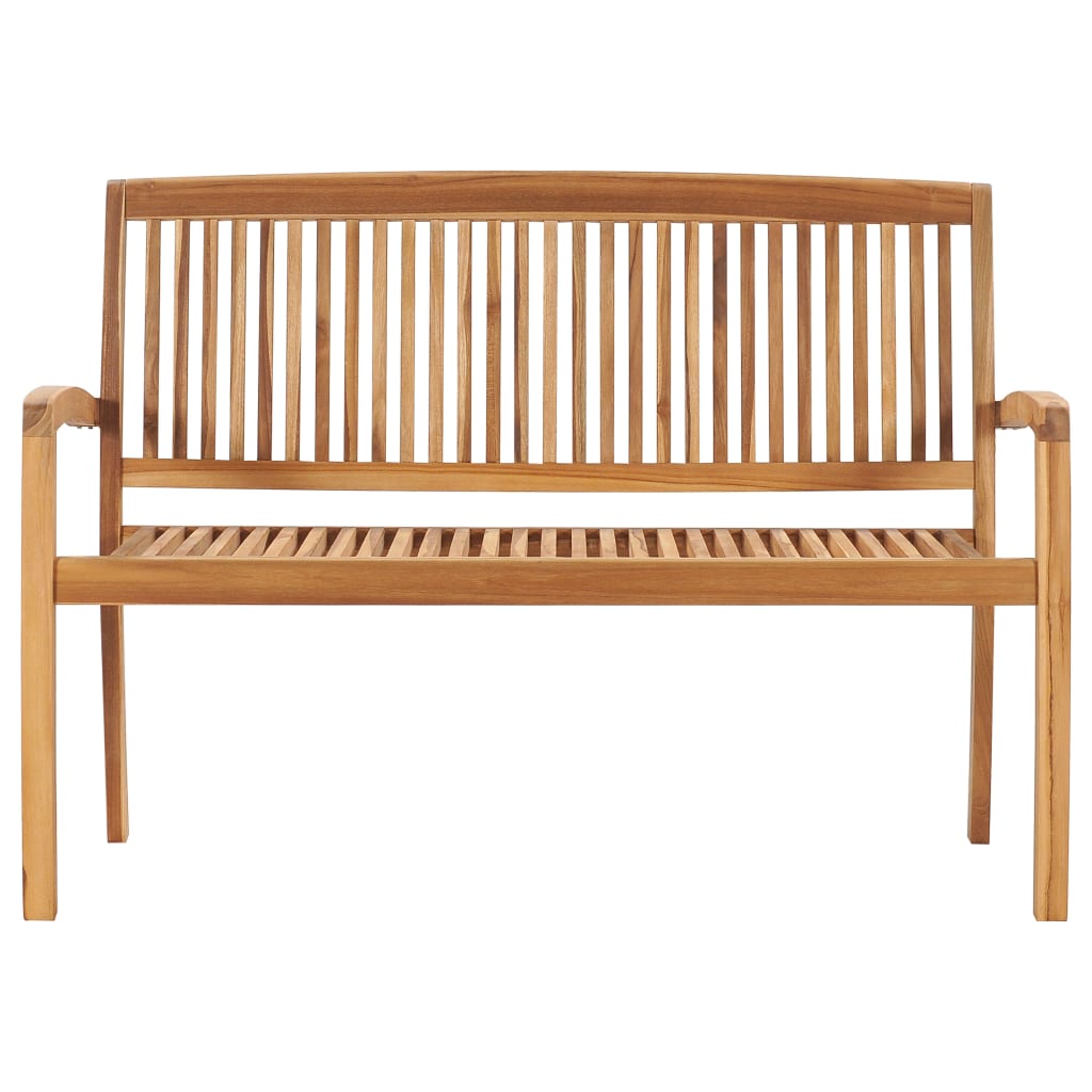 vidaXL Outdoor Patio Bench Stacking Patio Bench with Cushion Solid Wood Teak-31