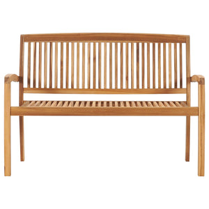 vidaXL Outdoor Patio Bench Stacking Patio Bench with Cushion Solid Wood Teak-19