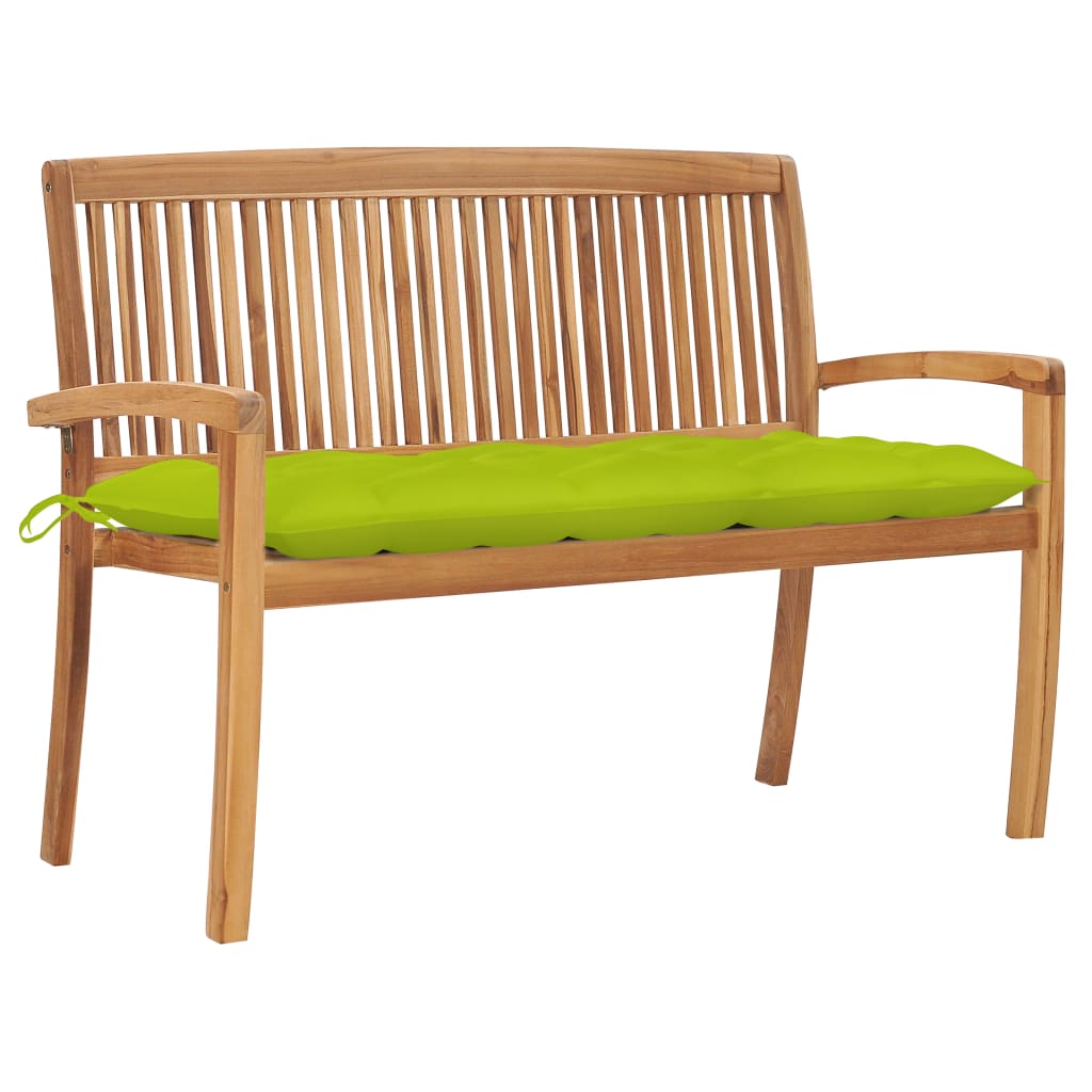 vidaXL Outdoor Patio Bench Stacking Patio Bench with Cushion Solid Wood Teak-44