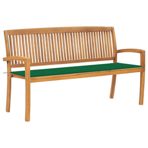 vidaXL Outdoor Patio Bench Stacking Patio Bench with Cushion Solid Wood Teak-64